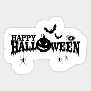 happy halloween bats, pumpkin and spider Sticker